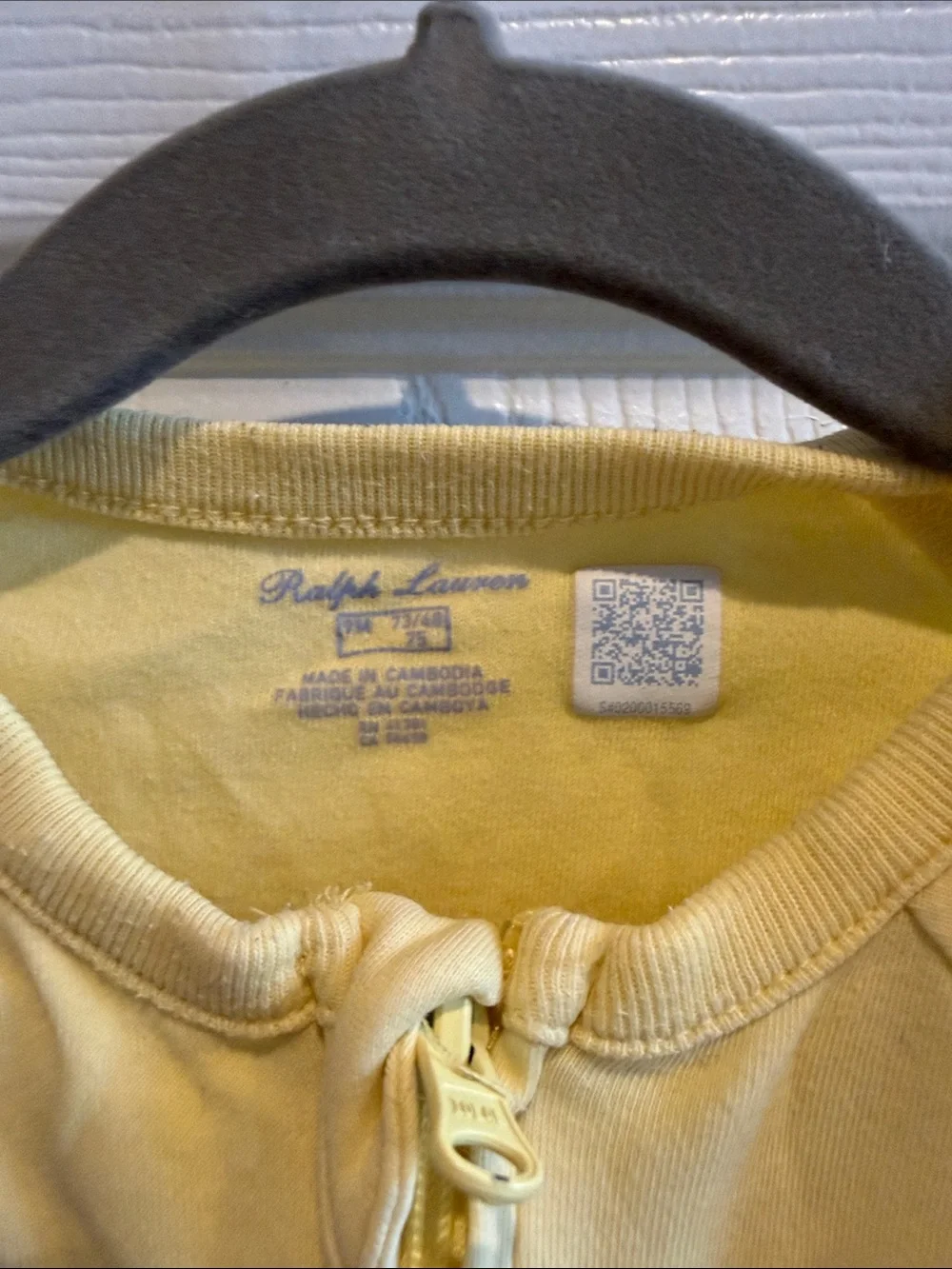 Ralph Lauren baby Pale Yellow Zip Footed One-Piece